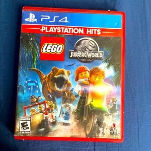 LEGO Jurassic World PS4 Game - Red and Blue Cover